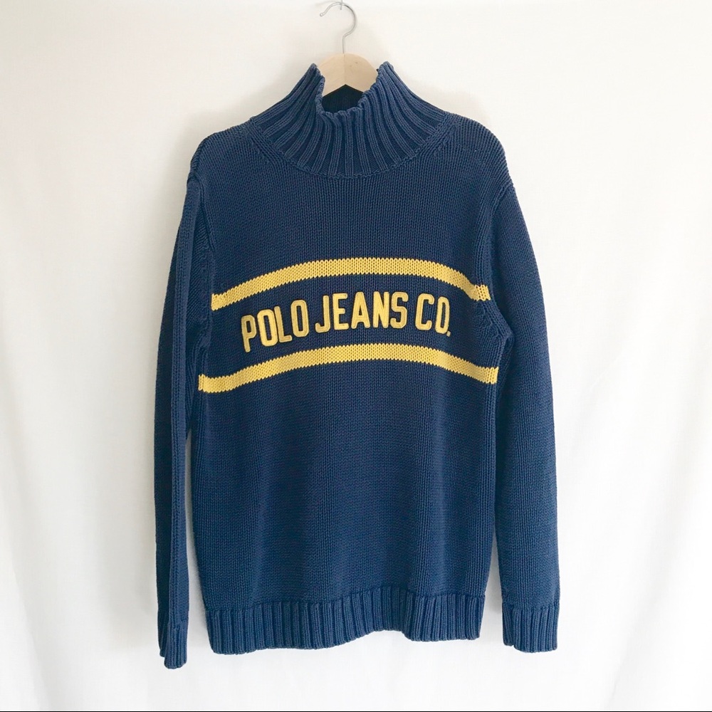 Vintage RL Polo Jeans Co Turtleneck Sweater M - Picture 2 of 8